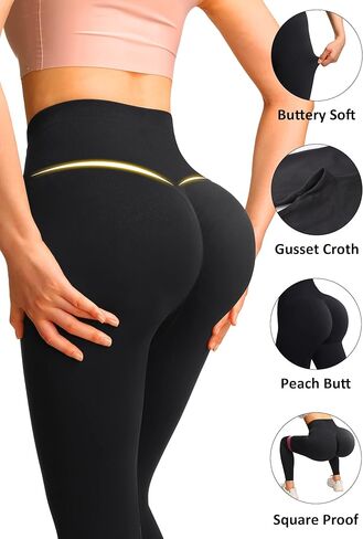 MathCat Scrunch Butt Lifting Leggings، سراويل ضيقة بدون خياطة مع خصر مرتفع، سراويل ضيقة سوداء للتحكم في البطن للنساء in Kuwait