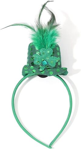 CLOACE عيد القديس باتريك عقال شامروك أفضل قبعة عصابات الرأس الأخضر الترتر البرسيم أغطية الرأس إكسسوارات الشعر للكبار والأطفال in Kuwait