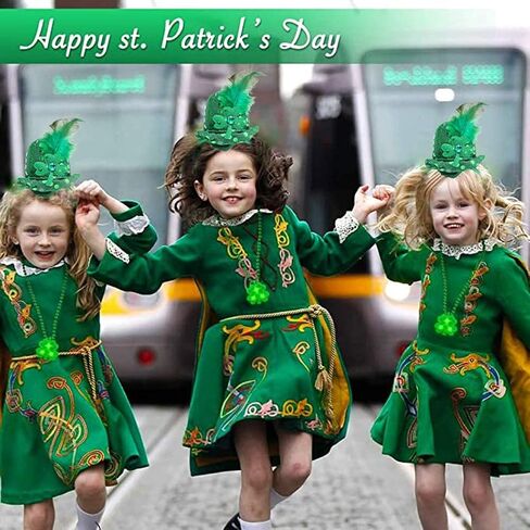 CLOACE عيد القديس باتريك عقال شامروك أفضل قبعة عصابات الرأس الأخضر الترتر البرسيم أغطية الرأس إكسسوارات الشعر للكبار والأطفال in Kuwait