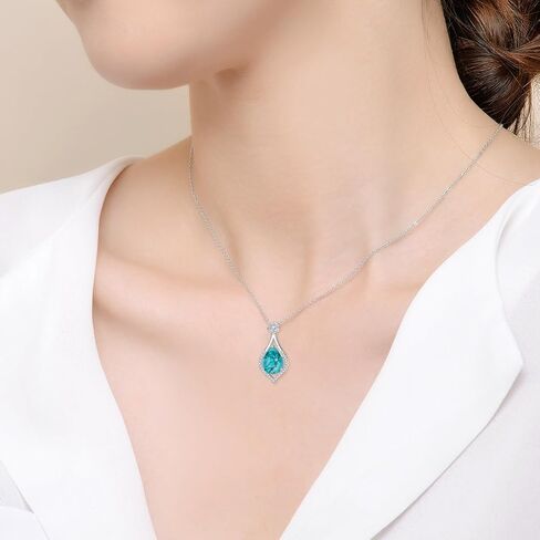 Turquoise Rose Necklace for Women, S925 Sterling Silver Natural Turquoise Flower Pendant Jewelry Anniversary Christmas Mothers Day Birthday Gifts Gifts for Mom Wife Girlfriend in Saudi Arabia