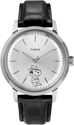 ساعة Timex 40 مم Marlin® Automatic X Peanuts تتميز بحزام جلدي من نوع Snoopy Secret Agent in Saudi Arabia