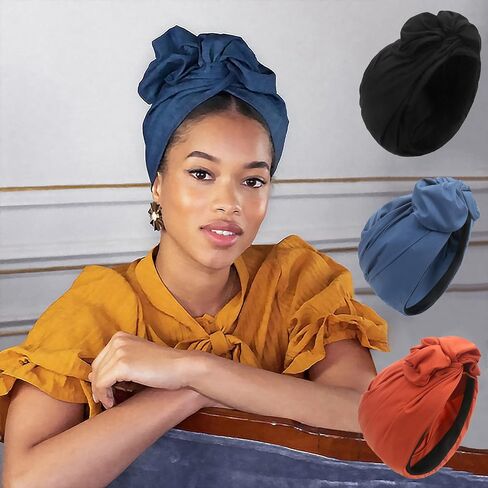 3 pcs Vintage French Female Turban Hat Fashion Bandana Headband Women's Soft Hair Cover Cap Ladies Head Wraps Muslim Headscarf Bonnet in Saudi Arabia