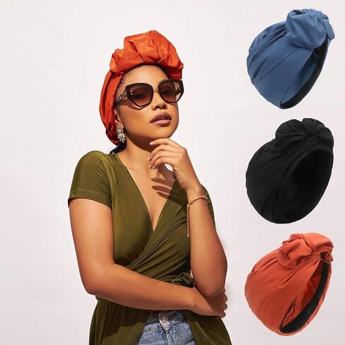 3 pcs Vintage French Female Turban Hat Fashion Bandana Headband Women's Soft Hair Cover Cap Ladies Head Wraps Muslim Headscarf Bonnet in Saudi Arabia