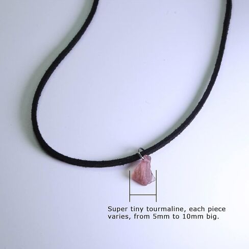 Super Tiny Pink Tourmaline Pendant Black Velvet 2mm Choker Necklace Raw Natural Crystal Gemstone Classic Sexy Rock Handmade Bohe Women Slim Dainty Accessories in Saudi Arabia