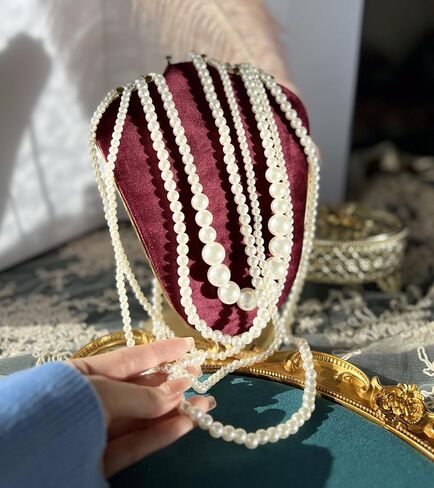 BEAUTY NEST Faux Long Pearl Necklaces for Women 1920s, Vintage Pearl Choker Necklaces, Fake 6 Strand Pearl Necklaces for Women Costume Jewelry, White Bead Necklace, Great Gatsby Accessories, Resin, in Kuwait