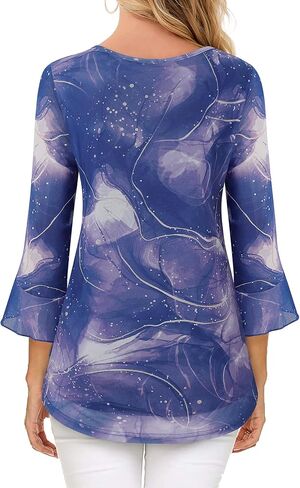 قمصان وبلوزات علوية وبلوزات نسائية بأكمام 3/4 من MCKOL بطبقات مزدوجة ورقبة على شكل حرف V أنيقة in Kuwait