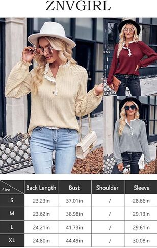 بلوزة نسائية باكمام طويلة كاجوال بيسيك من زد ان في جيرل، قمصان فضفاضة لطيفة وخفيفة الوزن in Kuwait