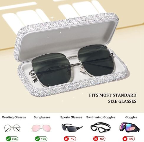 JSCARLIFE Bling Crystal Eyeglasses, Shiny Glasses Case Rhinestone Hard Shell Protective Large Eyeglass Case in Saudi Arabia