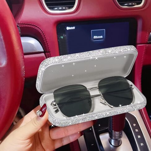 JSCARLIFE Bling Crystal Eyeglasses, Shiny Glasses Case Rhinestone Hard Shell Protective Large Eyeglass Case in Saudi Arabia