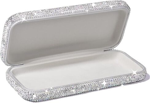 JSCARLIFE Bling Crystal Eyeglasses, Shiny Glasses Case Rhinestone Hard Shell Protective Large Eyeglass Case in Saudi Arabia