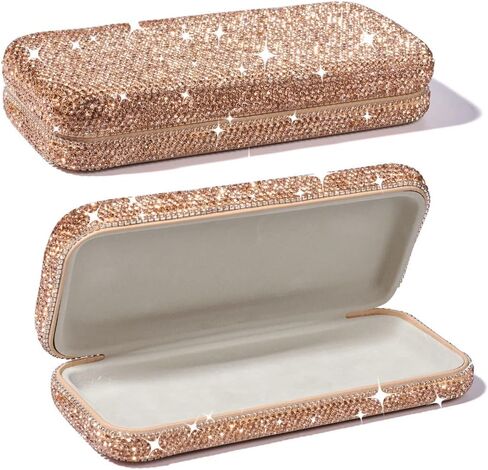 JSCARLIFE Bling Crystal Eyeglasses, Shiny Glasses Case Rhinestone Hard Shell Protective Large Eyeglass Case in Saudi Arabia