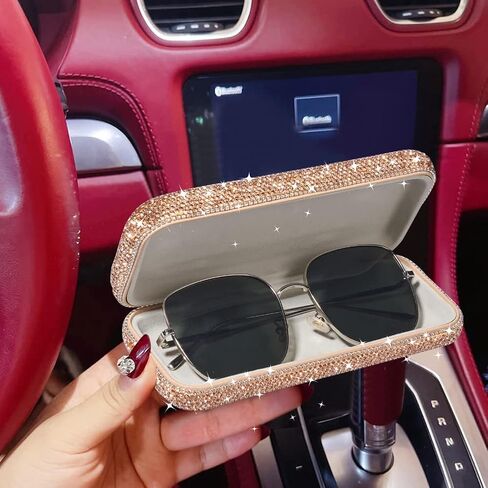 JSCARLIFE Bling Crystal Eyeglasses, Shiny Glasses Case Rhinestone Hard Shell Protective Large Eyeglass Case in Saudi Arabia