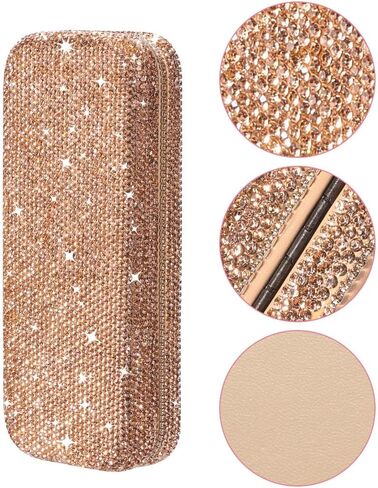 JSCARLIFE Bling Crystal Eyeglasses, Shiny Glasses Case Rhinestone Hard Shell Protective Large Eyeglass Case in Saudi Arabia