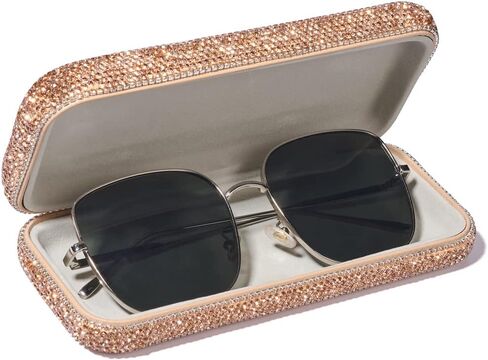 JSCARLIFE Bling Crystal Eyeglasses, Shiny Glasses Case Rhinestone Hard Shell Protective Large Eyeglass Case in Saudi Arabia