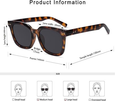 نظارات شمسية مستقطبة مربعة كبيرة الحجم من Appassal للنساء والرجال كلاسيكية عصرية UV400 Vintage Sunies AP3647 in Saudi Arabia