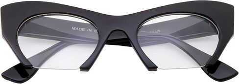 grinderPUNCH Semi Rimless Cat Eye Glasses Clear Lens Half Frame Cut Off Bottom in Saudi Arabia