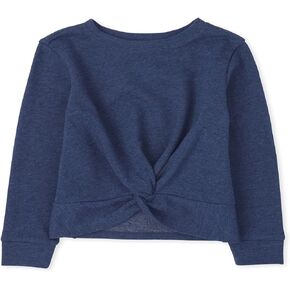 The Children's Place Girls' Active Long Sleeve Twist Front Fleece Sweatshirt
