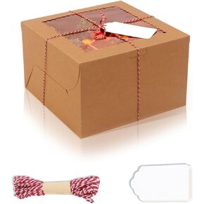 20Pcs Mini Cake Boxes with Window, 6x6x5 Inches Black Bakery Boxes, Small 4 Cupcake Boxes, Cake Packaging for Pastries, Cookies, Chocolates, Cupcakes, Birthday Party, Wedding, Valentine's Day