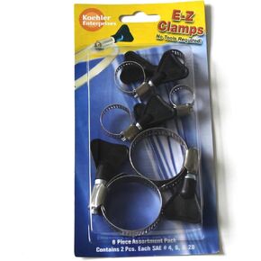 Enterprises EZ01B EZ Clamp Blister Pack، 6 قطع (قطعتان لكل مقاس SAE 4 و6 و20. لا توجد حاجة لأي أدوات)، أسود، كبير in Kuwait