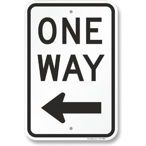 SmartSign One Way Sign with Left Arrow - 12" x 18", 120 mil Aluminum Composite (ACM), Engineer Grade Reflective Material, Black and White