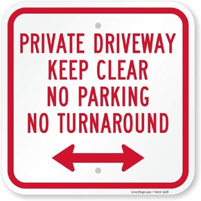 SmartSign - K-5835-AL-12x12 "Private Driveway No Parking No Turn Around" Sign with Bi-Directional Arrow | 12" x 12" Aluminum