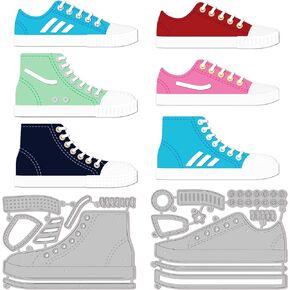 GLOBLELAND 2Set 16Pcs Canvas Shoes Cutting Dies for DIY Scrapbooking Metal Sports Shoes Die Cuts Embossing Stencils Template for Paper Card Making Decoration Album Craft Decor