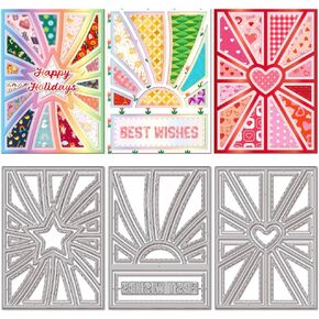 GLOBLELAND 3Pcs Line Background Cutting Dies for Card Making Rectangle Grid Frame Metal Die Cuts Cutting Dies Template DIY Scrapbooking Embossing Paper Album Craft Decor