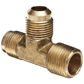Anderson Metals-04051-0404 Brass Tube Fitting, Tee, 1/4" Flare x 1/4" Flare x 1/4" Male Pipe