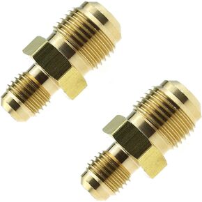 Maxmoral 2pcs Brass Tube Fitting, Half Union Gas Adapter 3/8" Flare x 1/2" NPT Male Pipe Connector