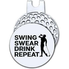 Swing Swear Repeat Golf Ball Marker with Magnetic Hat Clip, Funny Golf Accessories and Golf Gifts for Men, Birthday for Golf Fan Golfer Golf Lovers, Golf Novelty Gift