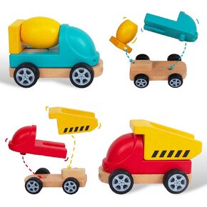 Cars Toys for 1 Year Old Boy Birthday Gift Wooden Car for 2 Years Old Boy Cars for Toddlers 1-3 Baby Toys 12-18 Months Gifts for 1 2 3 Year Old Boy