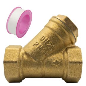 Y Strainer 3/4" Brass Sediment Filter Attachment Water Filter with 40 Mesh Filter Screen Plastic Inline Hose Filter Twist-on Pipe Strainer for RV, Garden Hose