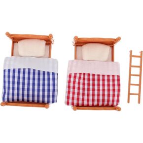 Miniature Dollhouse Bed Miniature Bunk Beds for Dollhouse, Dollhouse Bunk Beds Set 1 12 Scale, Doll House Furniture of Bunk Bed with Ladder, Dollhouse Furniture Decor