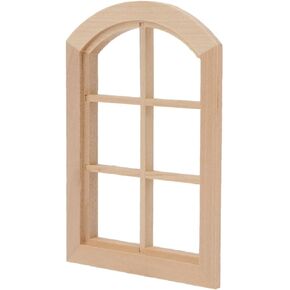 Dollhouse Windows 1 : 12 Scale Miniature 6-Pane Window Frame DIY Mini House Decoration Wooden Fiary Window Model Dollhouse Accessories Wooden