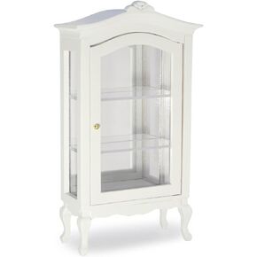 Miniature Furniture Display Shelf 1:12 Wooden Cabinet with Mirror & Three Shelves Bookshelf Dollhouse Display Stand Decoration Accessories Mini Diningroom Scene Ornaments