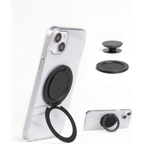 R Stand Phone Grip Magnetic Base for iPhone 12 13 14 Series,Magnetic Desk Phone Stand, Compatible with MagSafe Cases, Removable Socket Grip Base for PopSocket Collapsible Stand (Black) in Saudi Arabia