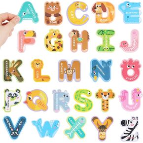 MCPINKY 26PCS Large Magnetic Letters, Cute Animal Alphabet Magnets for Fridge Educational Spelling Learning Games Kids Toddlers