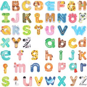 MCPINKY 26PCS Large Magnetic Letters, Cute Animal Alphabet Magnets for Fridge Educational Spelling Learning Games Kids Toddlers