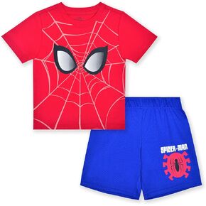 Marvel Spider-Man Boys 2 Piece T-shirt and Shorts Set for Toddlers and Big Kids – Red/Blue