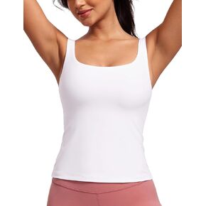 CRZ YOGA Butterluxe Workout Tank Tops for Women U Neck Padded Crop Tops Athletic Camisole Tops with Built in Bra