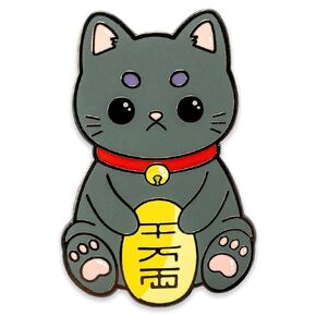 Unlucky Black Cat Pin with 2 Secure Rubber Pin Backs - Enamel Pins for Backpacks, Lapels, Jackets, or Hats - Black Cat Pins Aesthetic, Practical and Durable - 1.5" Tall and 1" Wide - 1ct