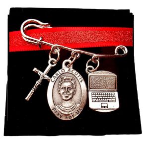 Blessed Carlo Acutis, Laptop Charm, Confirmation Catholic Boys Pin, Patron Saint of Gamers, Eucharistic Miracles