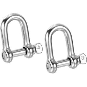 PATIKIL برغي دبوس تكبل M6 1/4 "440 رطل، 2 حزمة 304 الفولاذ المقاوم للصدأ D حلقة تكبل لسلاسل سلك حبل في الهواء الطلق، فضي