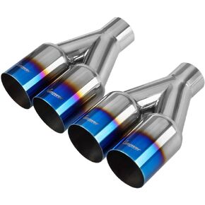 Upower Dual Exhaust Tip 2.5 Inch Inlet 3.5 Inch Outlet 2.5" to 3.5" Diesel Exhaust Tailpipe Blue Burnt 304 Polished Stainless Steel 10.5" Long Weld-on Exhaust Tail Pipe Pack of 2