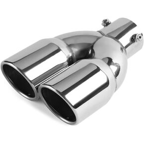 Dual Exhaust Tip 2.5 Inch Inlet 3 Inch Outlet, Adjustable Applicable for Exhaust Pipes from 1.5 to 2.5 Inch In Diameter, Slant Polished Stainless Steel Decoration Exhaust Tailpipe Black