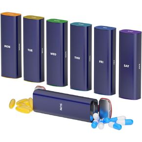 Weekly Pill Organizer 2 Times a Day, KANGYAN Aluminum Alloy Travel Pill Box 7 Day, Am Pm Twice Daily Pill Case, Pill Holder Container for Vitamin, Medicine, Supplement, Fish Oil