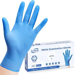 Disposable Nitrile Exam Gloves, 3-mil, Blue, Nitrile Gloves Disposable Latex Free, Medical Gloves, Cleaning Gloves, Food-Safe Rubber Gloves, Powder Free, Non-Sterile, 1000-ct Case (Medium)