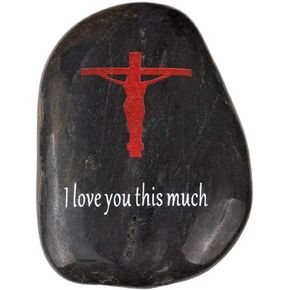 Holy Land Market Engraved Inspirational Stones Collection - I Love You This Much Stone