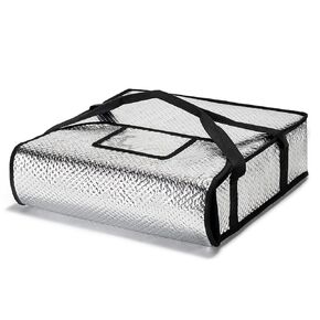 Pizza Bags for Delivery 20" X 20" X 5" - Moisture-Free, Professional Thermal Pizza Warmer, Heavy-Duty Food Carrier, Suitable for Restaurants,Picnic Uber Eats & Door Dash（ Silver）