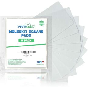 Moleskin Patch for Feet (8 Pack) - Blister Protection Padding for Shoes (4.5" x 3.5") - Square Adhesive Bandage - Soft Mole Skin Tape Patches for Heel, Callus, Foot Pain, Friction